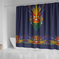 Haiti Flag Traditional Dashiki Shower Curtain Black Color