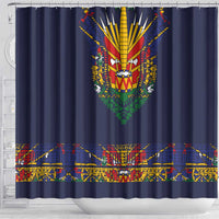 Haiti Flag Traditional Dashiki Shower Curtain Black Color