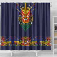 Haiti Flag Traditional Dashiki Shower Curtain Black Color