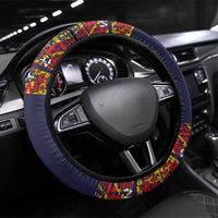 Haiti Flag Traditional Dashiki Steering Wheel Cover Black Color