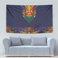 Haiti Flag Traditional Dashiki Tapestry Black Color