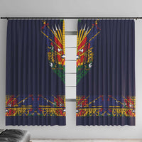 Haiti Flag Traditional Dashiki Window Curtain Black Color