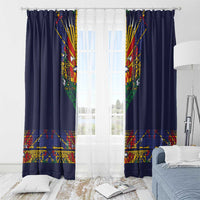 Haiti Flag Traditional Dashiki Window Curtain Black Color
