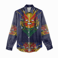 Haiti Flag Traditional Dashiki Women Casual Shirt Black Color