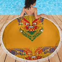 Haiti Flag Traditional Dashiki Beach Blanket Yellow Color