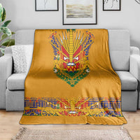Haiti Flag Traditional Dashiki Blanket Yellow Color