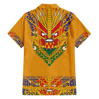 Haiti Flag Traditional Dashiki Family Matching Off Shoulder Short Dress and Hawaiian Shirt Yellow Color