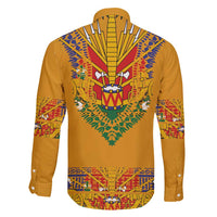 Haiti Flag Traditional Dashiki Family Matching Off Shoulder Short Dress and Hawaiian Shirt Yellow Color
