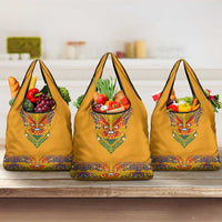 Haiti Flag Traditional Dashiki Grocery Bag Yellow Color