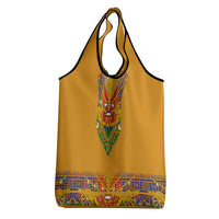 Haiti Flag Traditional Dashiki Grocery Bag Yellow Color