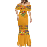 Haiti Flag Traditional Dashiki Mermaid Dress Yellow Color