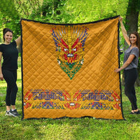 Haiti Flag Traditional Dashiki Quilt Yellow Color