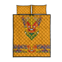 Haiti Flag Traditional Dashiki Quilt Bed Set Yellow Color