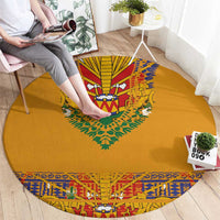 Haiti Flag Traditional Dashiki Round Carpet Yellow Color