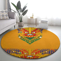 Haiti Flag Traditional Dashiki Round Carpet Yellow Color