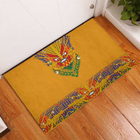 Haiti Flag Traditional Dashiki Rubber Doormat Yellow Color
