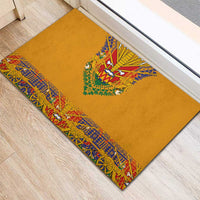 Haiti Flag Traditional Dashiki Rubber Doormat Yellow Color