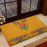 Haiti Flag Traditional Dashiki Rubber Doormat Yellow Color