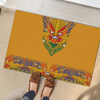 Haiti Flag Traditional Dashiki Rubber Doormat Yellow Color