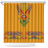 Haiti Flag Traditional Dashiki Shower Curtain Yellow Color