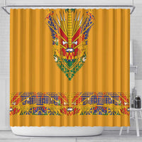 Haiti Flag Traditional Dashiki Shower Curtain Yellow Color