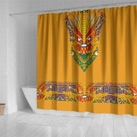 Haiti Flag Traditional Dashiki Shower Curtain Yellow Color