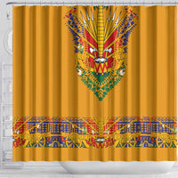 Haiti Flag Traditional Dashiki Shower Curtain Yellow Color