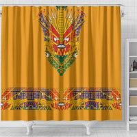 Haiti Flag Traditional Dashiki Shower Curtain Yellow Color