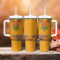 Haiti Flag Traditional Dashiki Tumbler With Handle Yellow Color