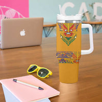 Haiti Flag Traditional Dashiki Tumbler With Handle Yellow Color