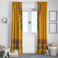 Haiti Flag Traditional Dashiki Window Curtain Yellow Color