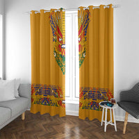 Haiti Flag Traditional Dashiki Window Curtain Yellow Color