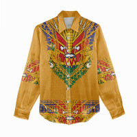 Haiti Flag Traditional Dashiki Women Casual Shirt Yellow Color