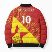 Custom Zimbabwe Cricket Bomber Puffer Jacket Flame Warriors Zimbabwe Spirit - Wonder Print Shop