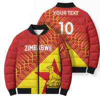 Custom Zimbabwe Cricket Bomber Puffer Jacket Flame Warriors Zimbabwe Spirit - Wonder Print Shop