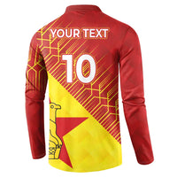 Custom Zimbabwe Cricket Button Sweatshirt Flame Warriors Zimbabwe Spirit - Wonder Print Shop