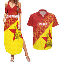 Custom Zimbabwe Cricket Couples Matching Summer Maxi Dress and Hawaiian Shirt Flame Warriors Zimbabwe Spirit - Wonder Print Shop