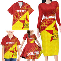 Custom Zimbabwe Cricket Family Matching Long Sleeve Bodycon Dress and Hawaiian Shirt Flame Warriors Zimbabwe Spirit - Wonder Print Shop