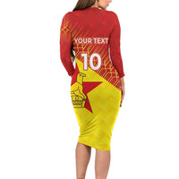 Custom Zimbabwe Cricket Family Matching Long Sleeve Bodycon Dress and Hawaiian Shirt Flame Warriors Zimbabwe Spirit - Wonder Print Shop