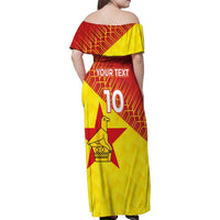 Custom Zimbabwe Cricket Family Matching Off Shoulder Maxi Dress and Hawaiian Shirt Flame Warriors Zimbabwe Spirit - Wonder Print Shop