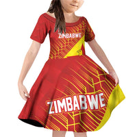 Custom Zimbabwe Cricket Family Matching Off Shoulder Short Dress and Hawaiian Shirt Flame Warriors Zimbabwe Spirit - Wonder Print Shop