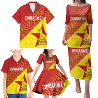 Custom Zimbabwe Cricket Family Matching Puletasi and Hawaiian Shirt Flame Warriors Zimbabwe Spirit - Wonder Print Shop