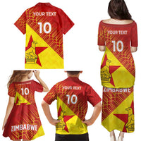 Custom Zimbabwe Cricket Family Matching Puletasi and Hawaiian Shirt Flame Warriors Zimbabwe Spirit - Wonder Print Shop