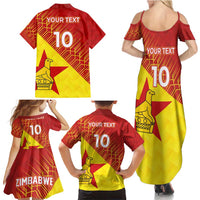 Custom Zimbabwe Cricket Family Matching Summer Maxi Dress and Hawaiian Shirt Flame Warriors Zimbabwe Spirit - Wonder Print Shop