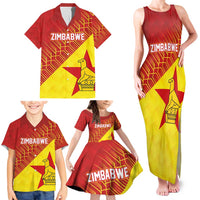 Custom Zimbabwe Cricket Family Matching Tank Maxi Dress and Hawaiian Shirt Flame Warriors Zimbabwe Spirit - Wonder Print Shop