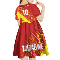 Custom Zimbabwe Cricket Kid Short Sleeve Dress Flame Warriors Zimbabwe Spirit - Wonder Print Shop