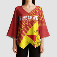 Custom Zimbabwe Cricket Kimono Sleeve Blouse Flame Warriors Zimbabwe Spirit - Wonder Print Shop