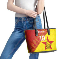 Custom Zimbabwe Cricket Leather Tote Bag Flame Warriors Zimbabwe Spirit - Wonder Print Shop