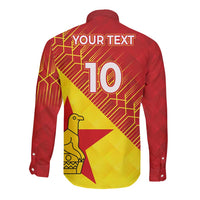 Custom Zimbabwe Cricket Long Sleeve Button Shirt Flame Warriors Zimbabwe Spirit - Wonder Print Shop