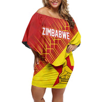 Custom Zimbabwe Cricket Off Shoulder Short Dress Flame Warriors Zimbabwe Spirit - Wonder Print Shop